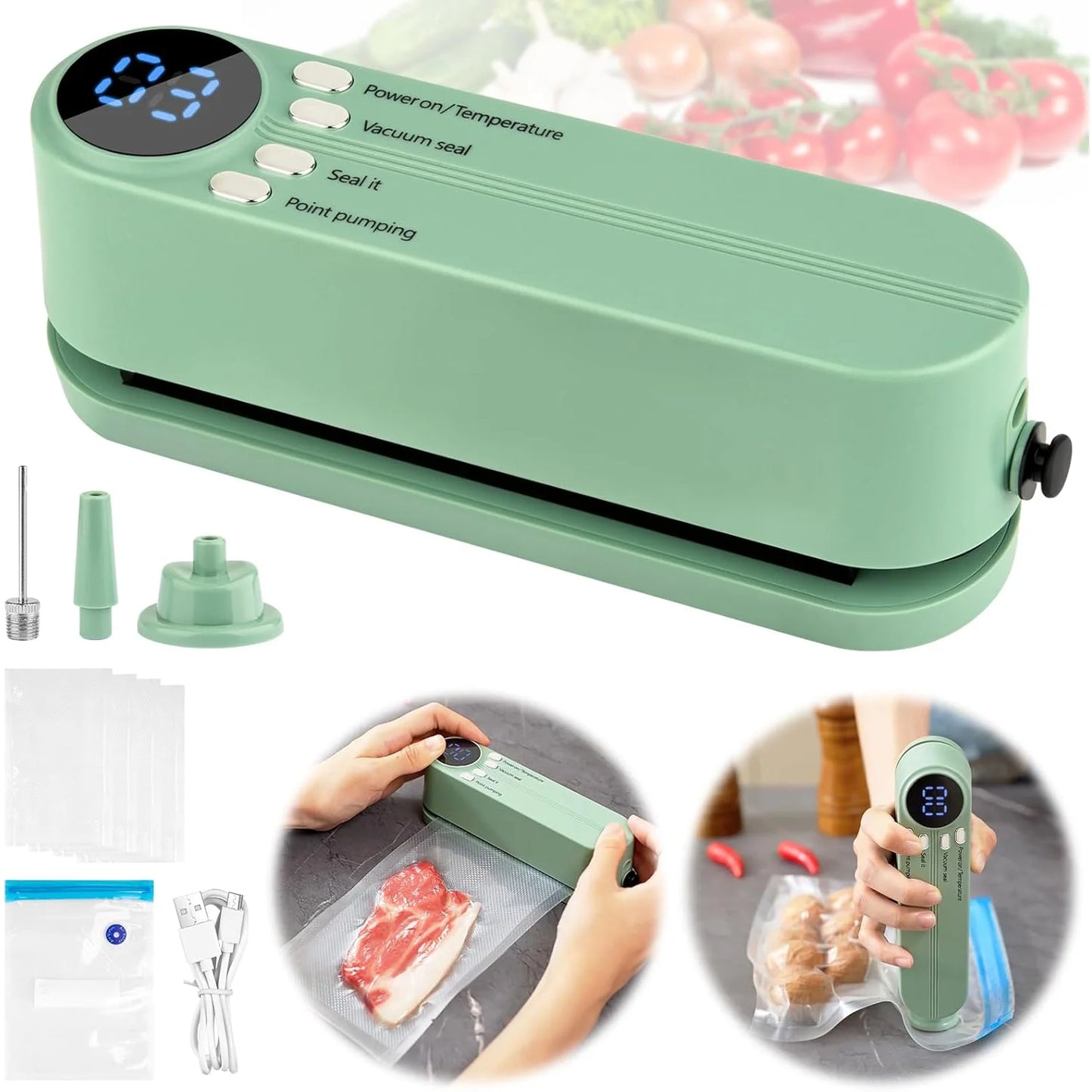 Mini Portable Vacuum Sealer – USB Rechargeable Wireless Food Saver for Dry & Moist Preservation Bags
