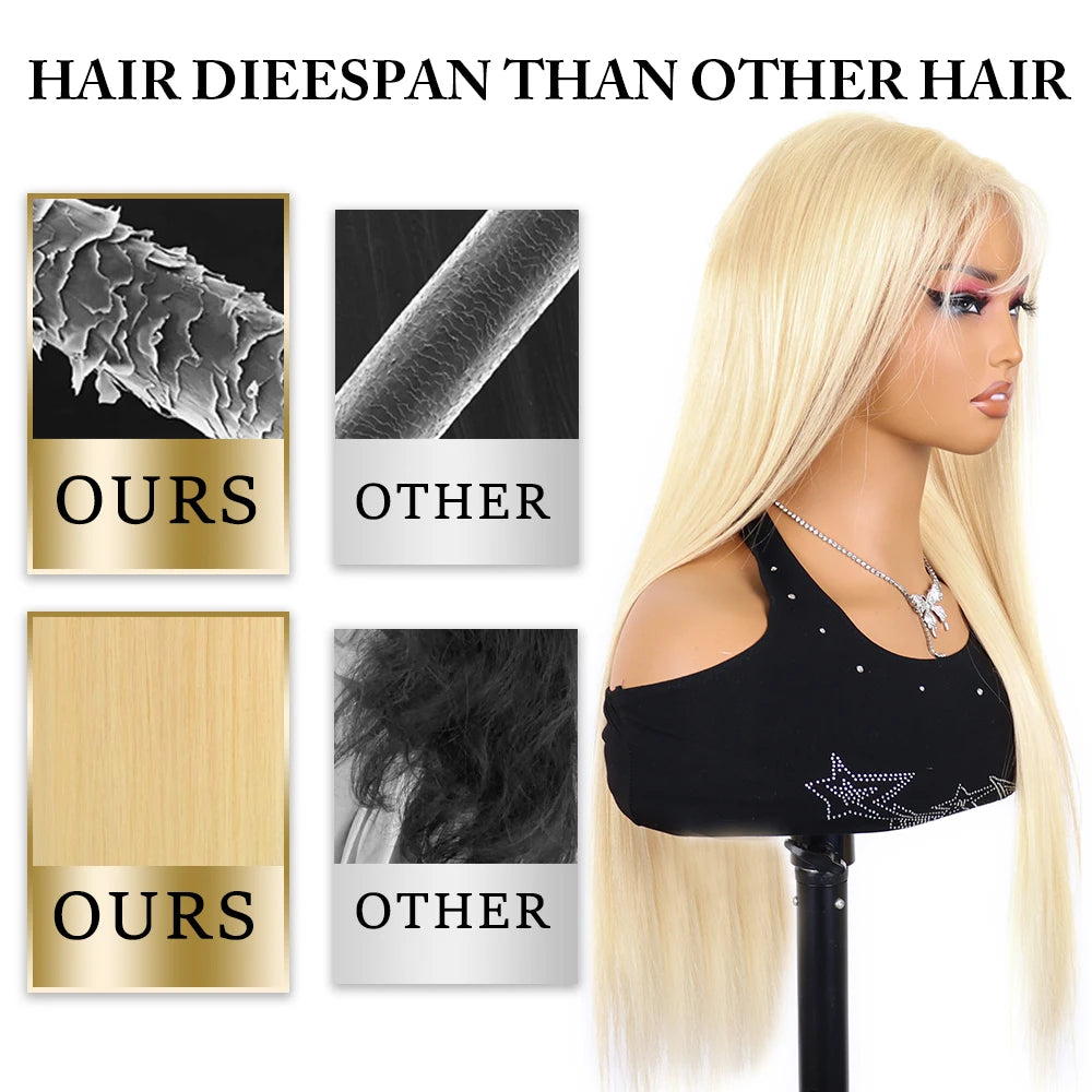 613 Honey Blonde Bone Straight Lace Frontal Wig – 13x6 HD Transparent, 30 & 40 Inch, 200% Density