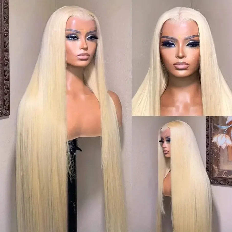 613 Blonde Straight HD Lace Frontal Human Hair Wig (13x6, Free Parting, 30–40 Inch, Up to 230 Density)