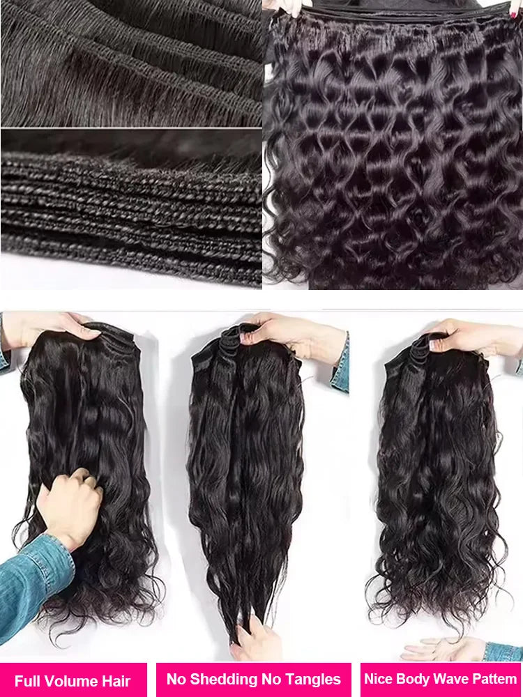 10A Brazilian Raw Body Wave Hair Bundles (30–40 Inch, Double Weft, 1/3/4 Bundles)