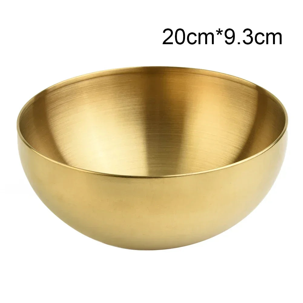 Gold & Silver Stainless Steel Bowl – Fruit, Salad & Ramen Tableware