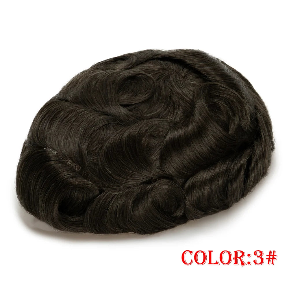 Men's Toupee Hair System | Natural Hairline Indian Human Hair | 0.1mm Thin PU Skin Base