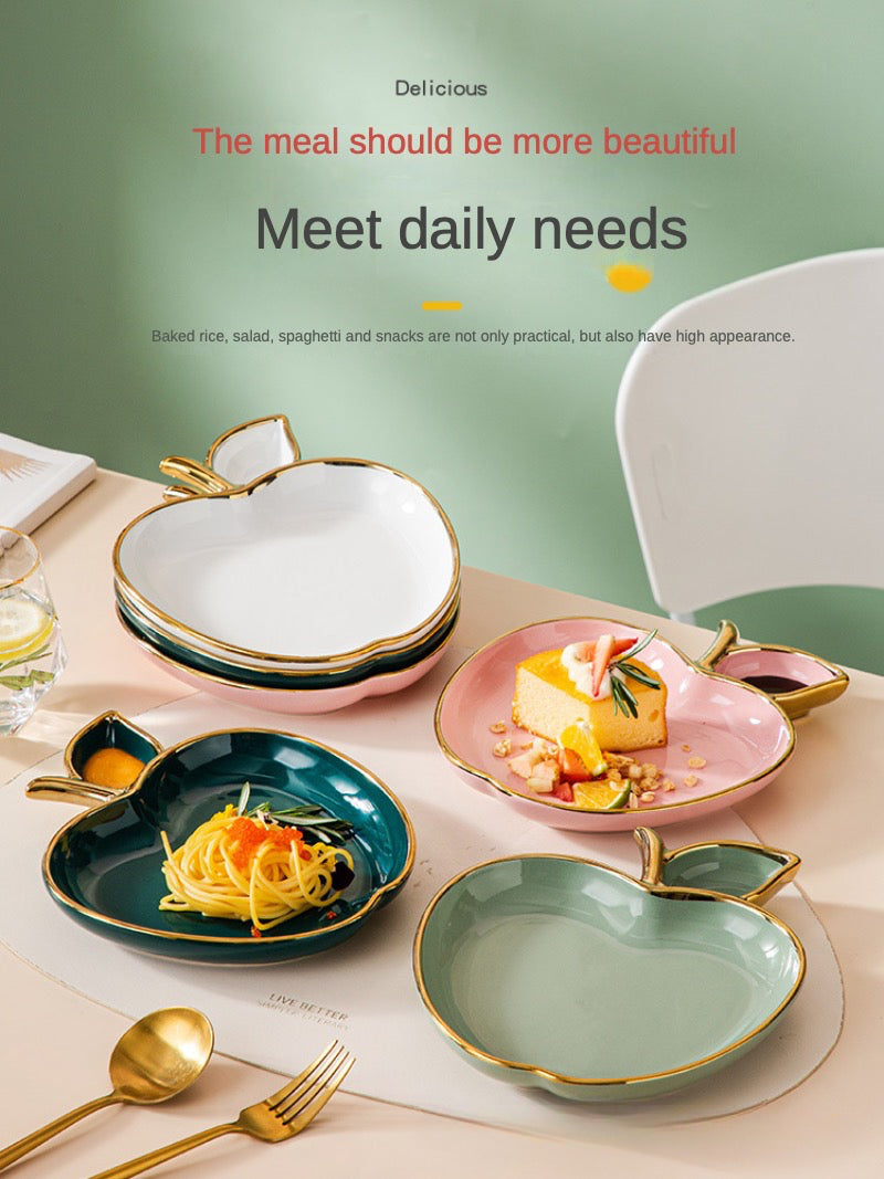 Jucaica Rosh Hashanah Apple Honey Dish – Ceramic Dessert Plate Set