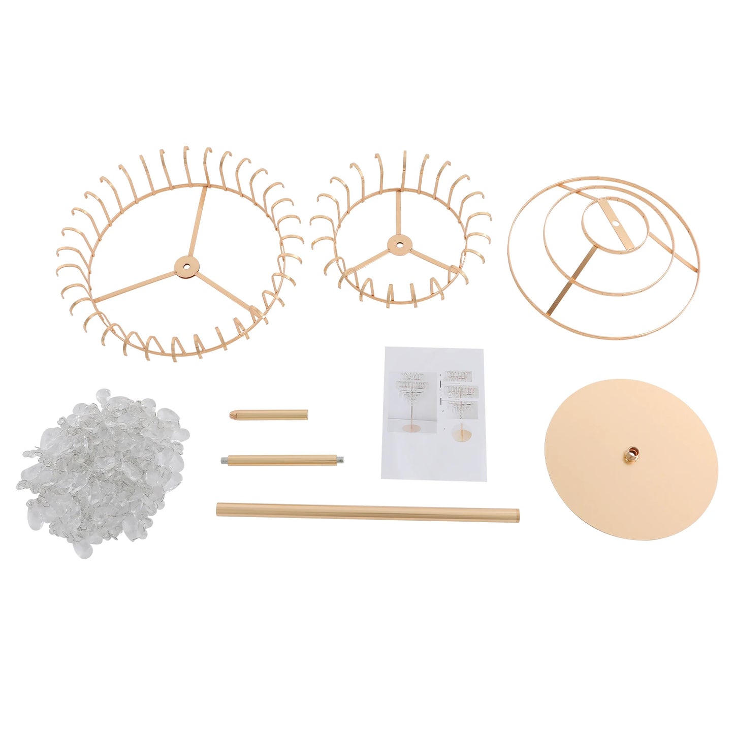 5-Tier Crystal Fountain Flower Stand – Silver & Gold Freestanding Centerpiece for Wedding, Party & Home Décor