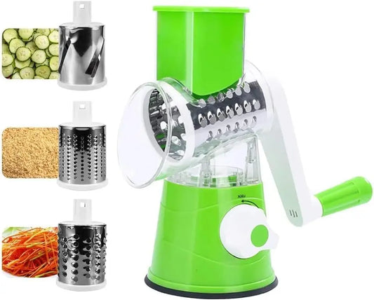 3-in-1 Rotary Cheese & Vegetable Grater – Fast Cutting Drum Slicer