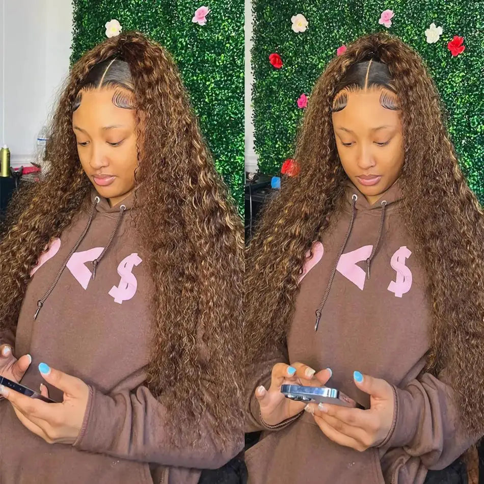 Wiggogo Highlight Curly 13x6/13x4 HD Lace Frontal Human Hair Wig – P4/27 & 1B/30 Ombre Deep Wave