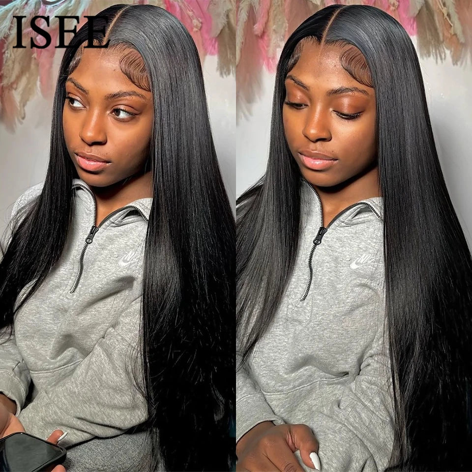 ISEE Hair Glueless Straight Wig (7x5 HD Lace, Pre-Plucked & Pre-Cut) – Malaysian Remy Human Hair, Ready to Wear (26”+)