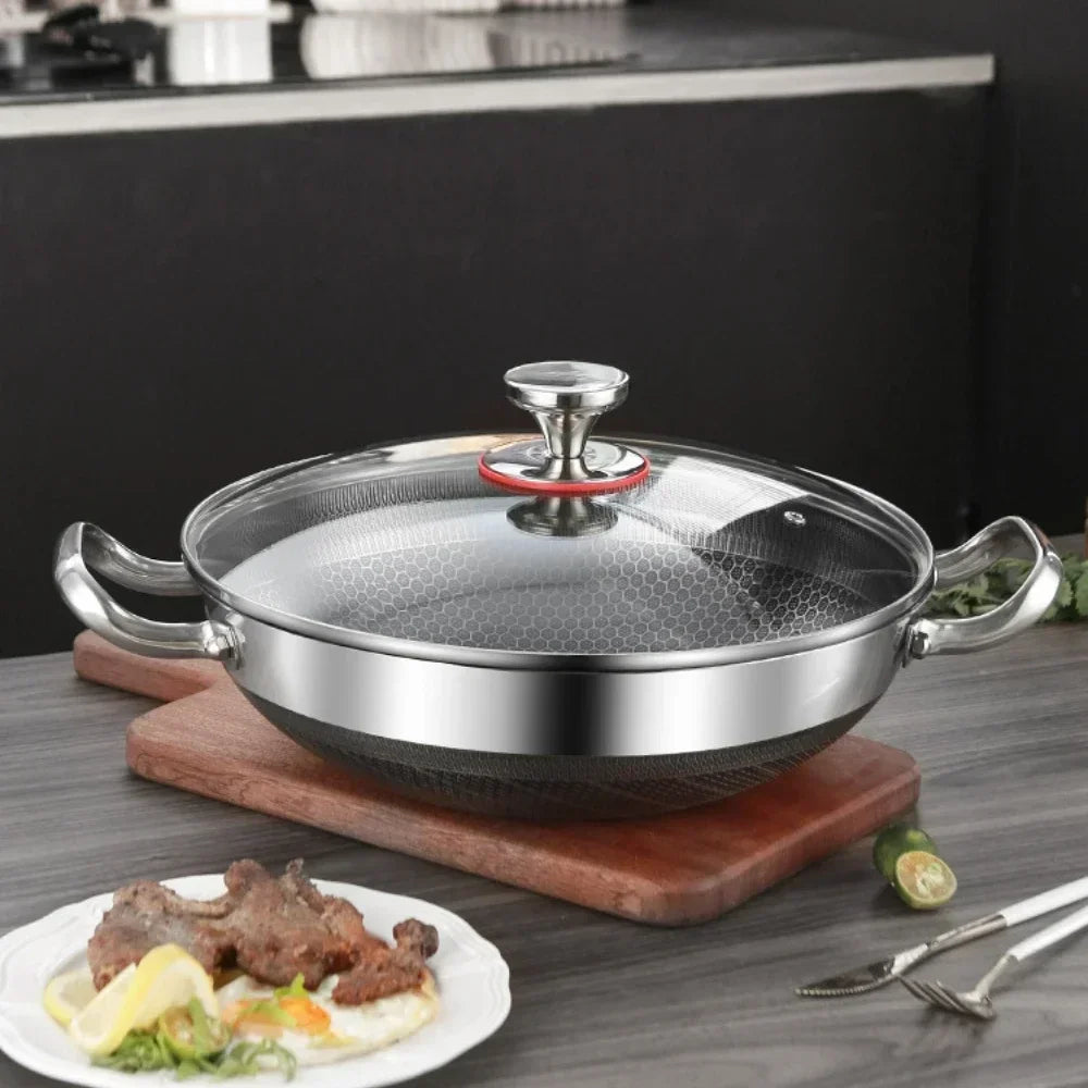 32cm 304 Stainless Steel Non-Stick Frying Pan – Induction & Gas Wok
