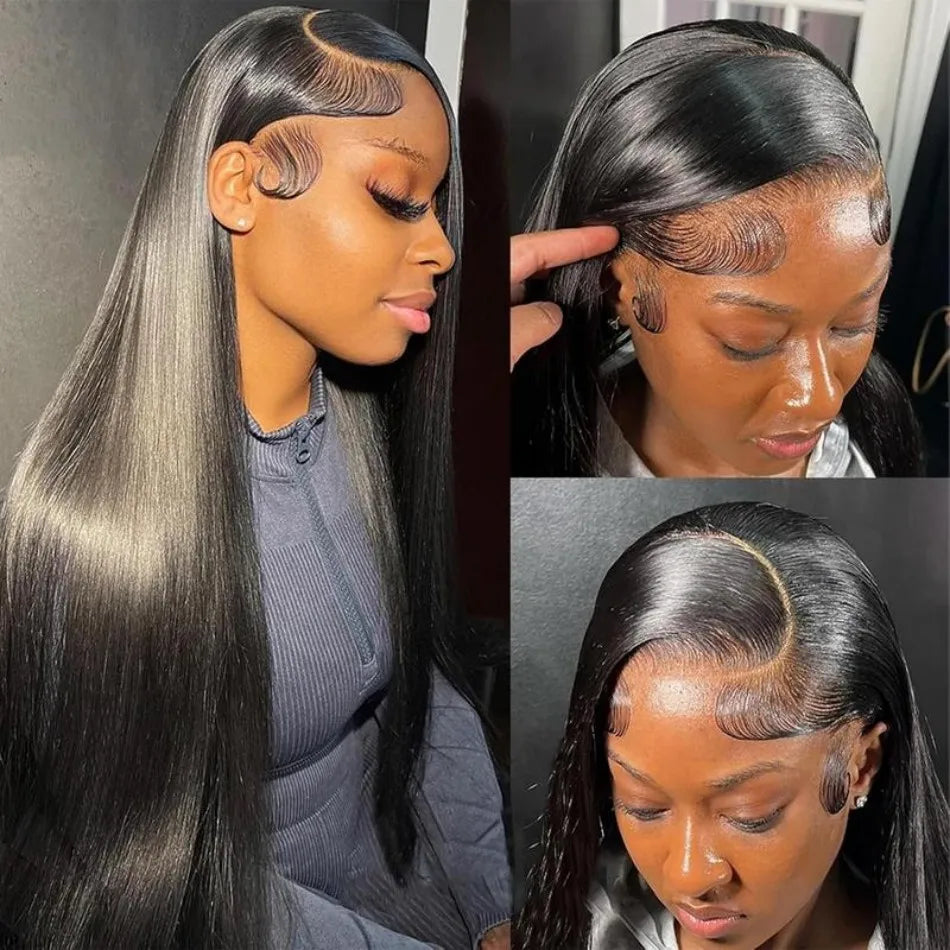 40 Inch Straight Glueless HD Lace Front Human Hair Wig (13x6 / 13x4) – 250% Density Natural Black