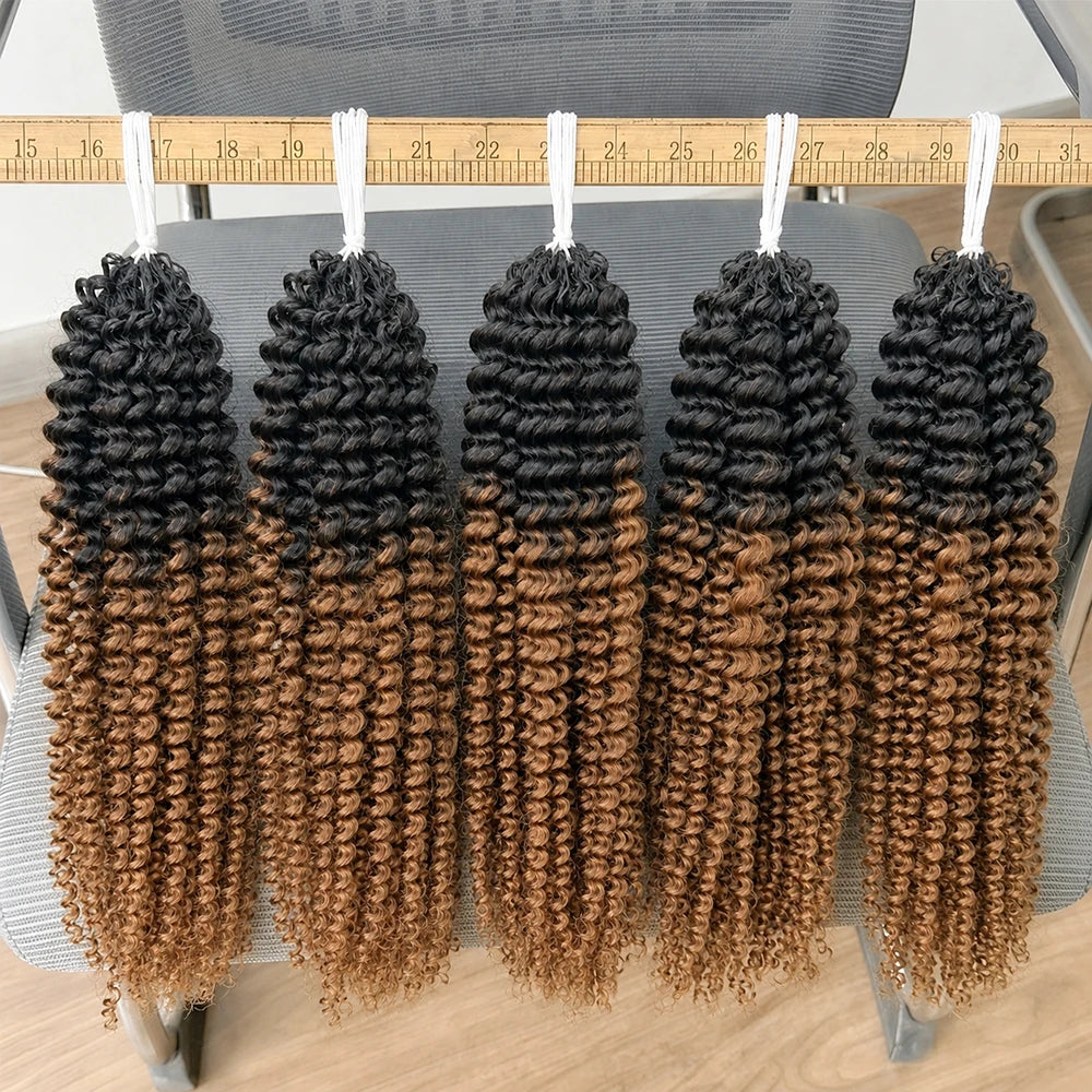 T1B/30 Kinky Curly Crochet Hair Extensions – Virgin Human Hair Knotless Pre-Separated Miracle Knot Braids