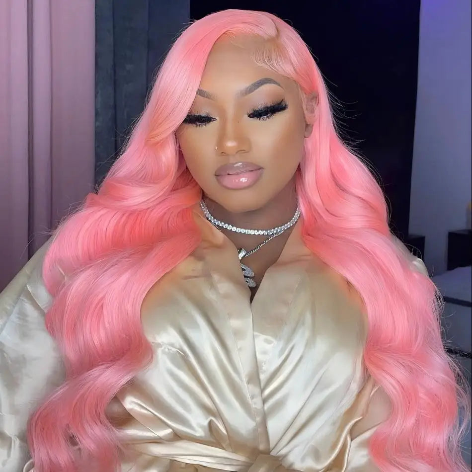 Pink Body Wave Human Hair Wig 13x6 HD Lace Frontal 40 Inch – 230% Density