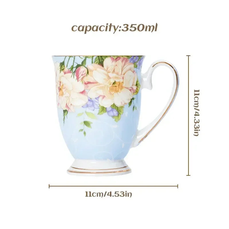 Vintage Floral Ceramic Coffee Mug – Elegant Handgrip Cup for Home & Office