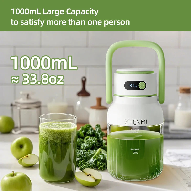Portable Juicer 33oz – USB-C Rechargeable Fruit & Vegetable Juice Maker, Easy to Clean