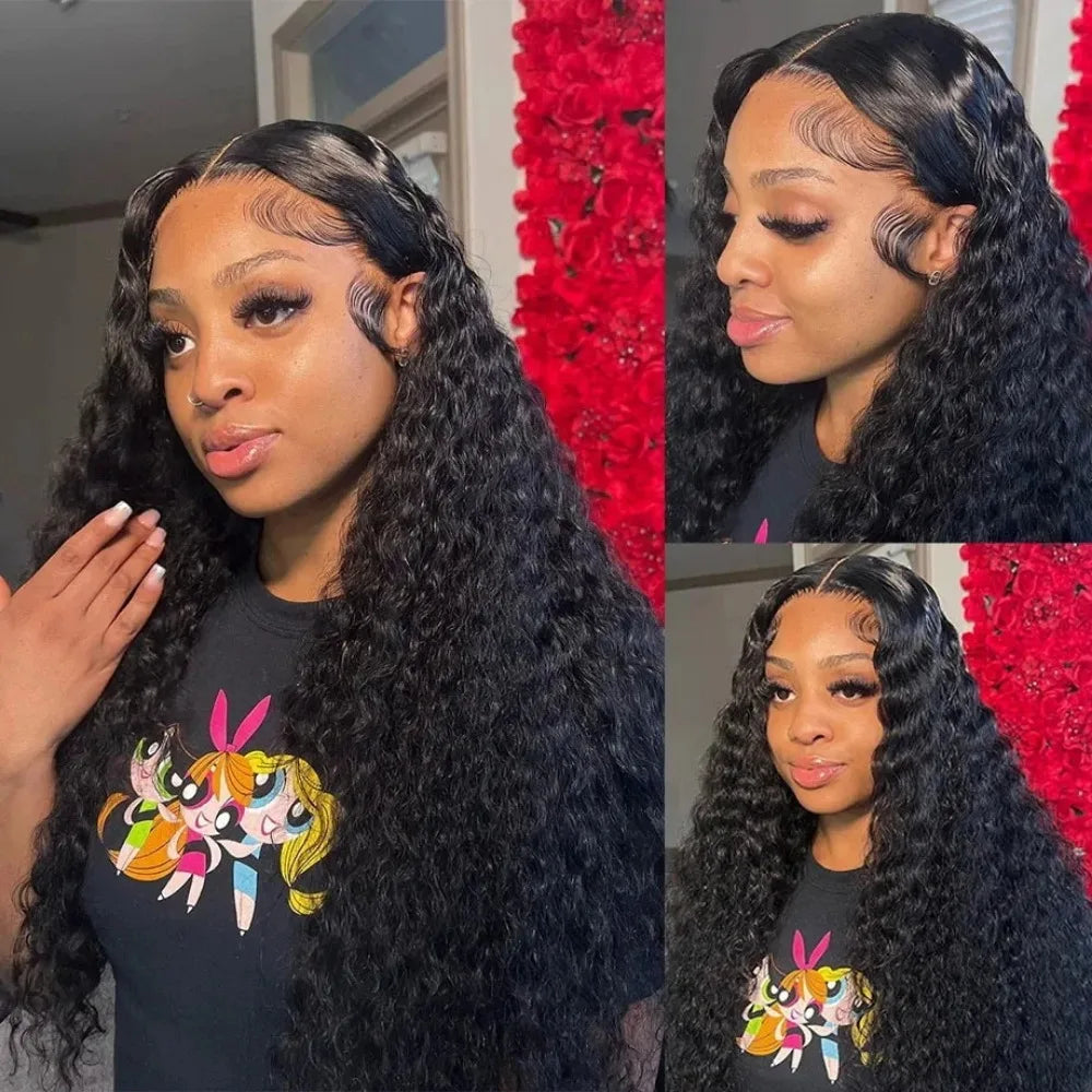 30–38 Inch Deep Wave 13x6 HD Lace Front Human Hair Wig – 200% Density Remy Curl 360 Full Lace Frontal