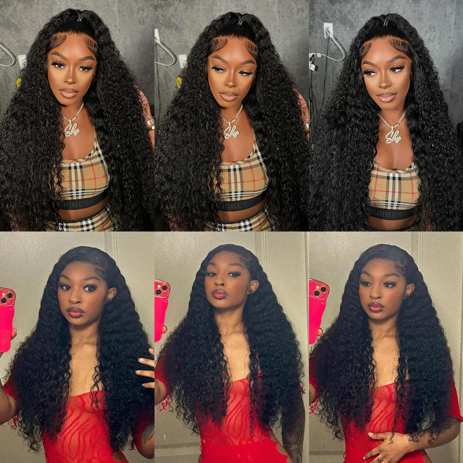 Brazilian Black Curly 13x6 HD Transparent Lace Front Wig (13x4 Option) – Remy Human Hair, 30–40 Inch
