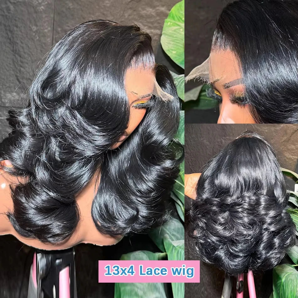 Brazilian Body Wave Short Bob Human Hair Wig 13x4 HD Transparent Lace (250% Density)
