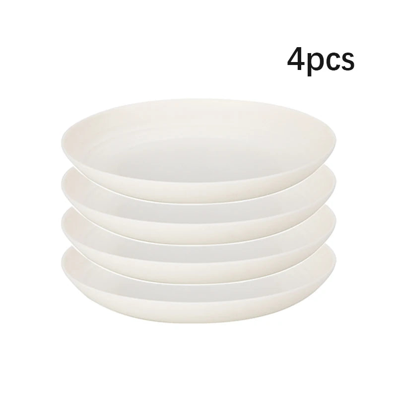 White Plastic Tableware Set – 4/16pcs Plates, Bowls & Cups for Home & Outdoor Dining