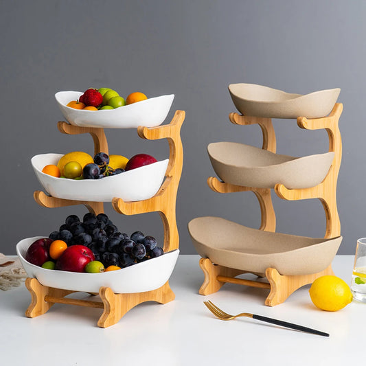 2/3-Tier Fruit Plate Stand – Modern Plastic Snack Tray & Dessert Display for Home & Parties