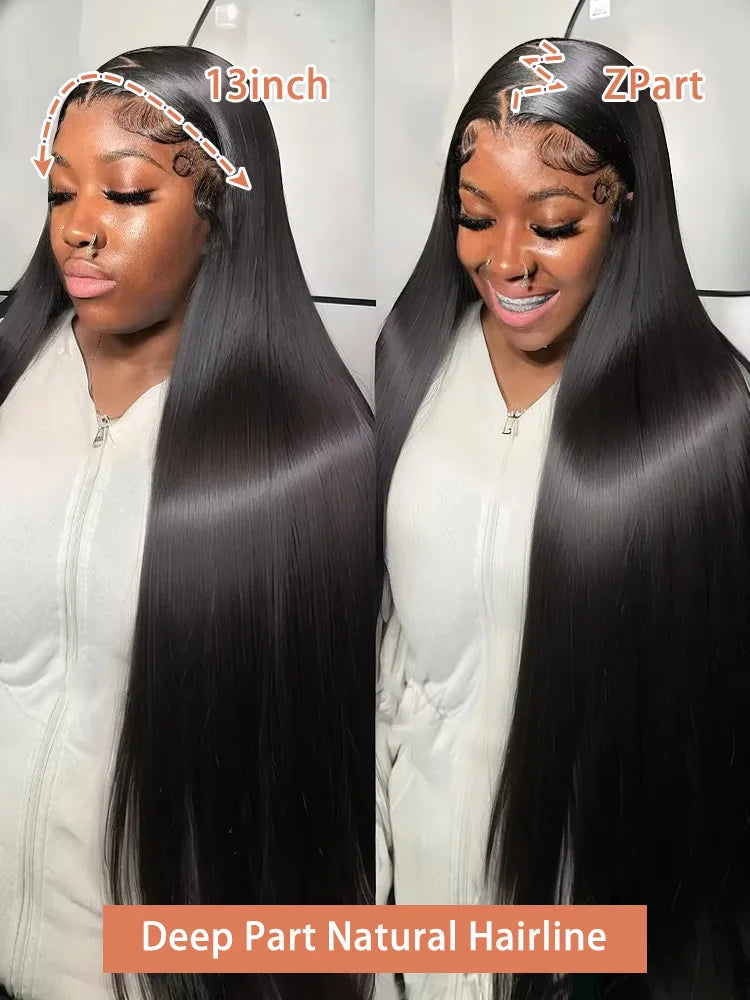 Bone Straight 13x6 HD Transparent Lace Front Wig (Wear & Go Glueless, 200% Density) – 30/34/40 Inch