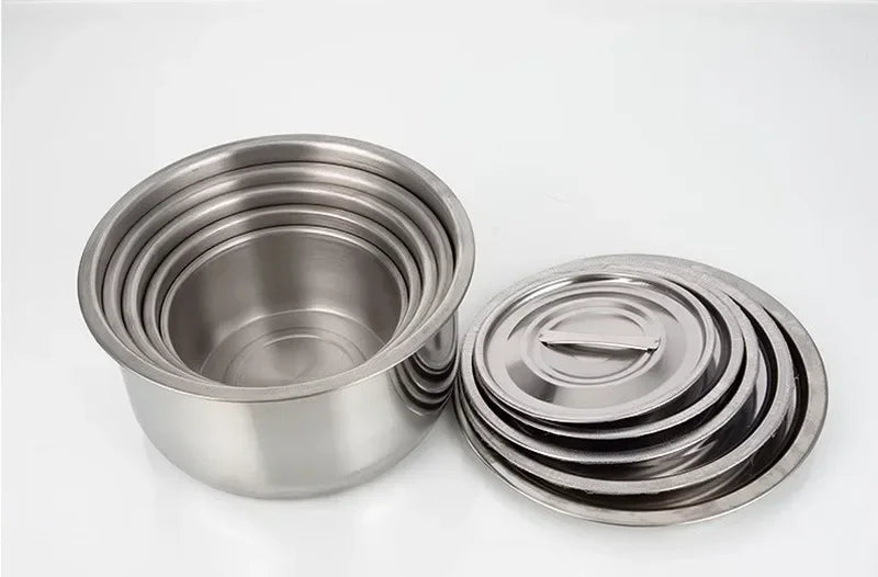 Stainless Steel Stock Pot Set with Lids – 3pcs/5pcs Soup & Stew Cookware Kitchen Set