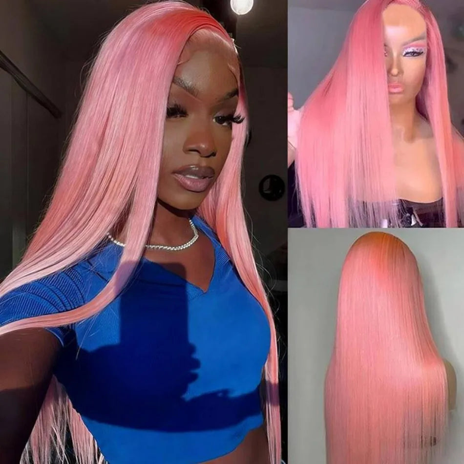 Pink Body Wave Human Hair Wig 13x6 HD Lace Frontal 40 Inch – 230% Density