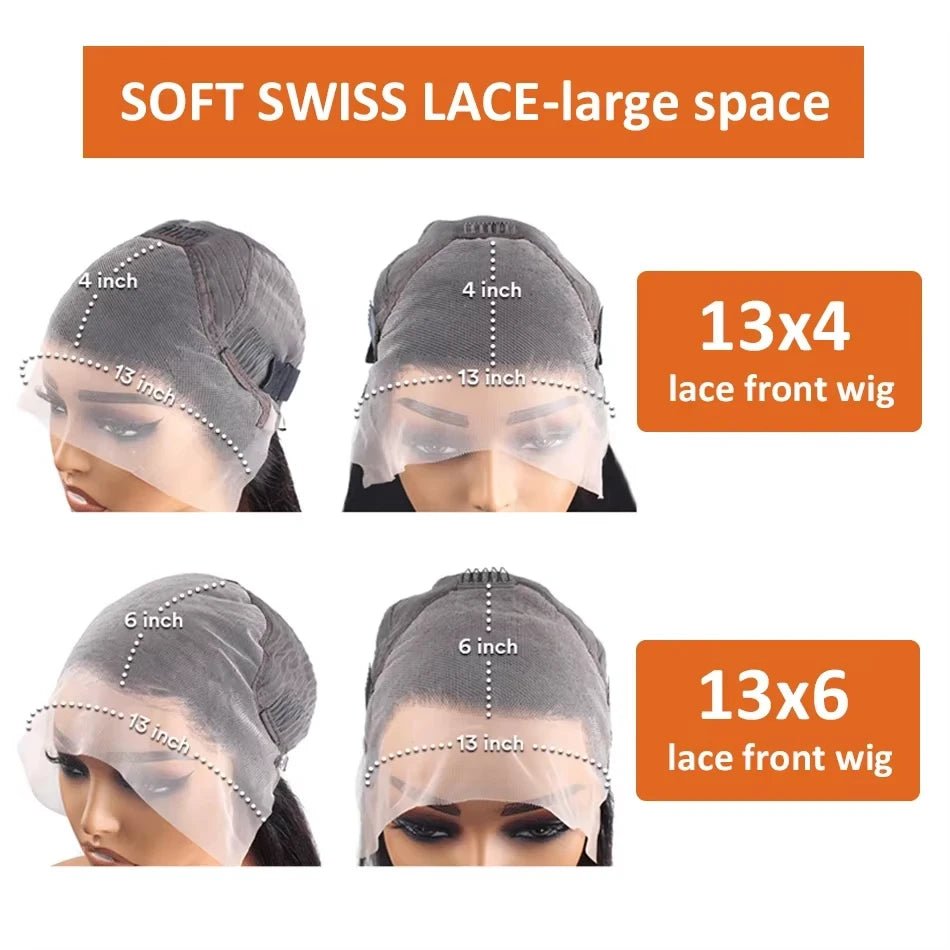 36 Inch Orange Ginger Deep Wave Lace Front Human Hair Wig – 13x4 / 13x6 HD Transparent