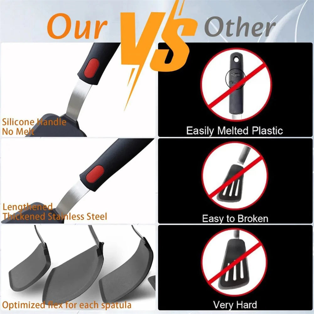 High-Temperature Silicone Spatula – Non-Stick Frying Turner with Spring Steel Core