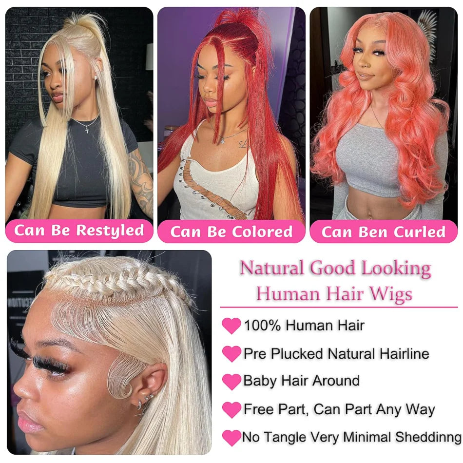 613 Blonde 13x6 HD Lace Front Wig – 100% Human Hair, 250% Density, 30 Inch Straight Wig