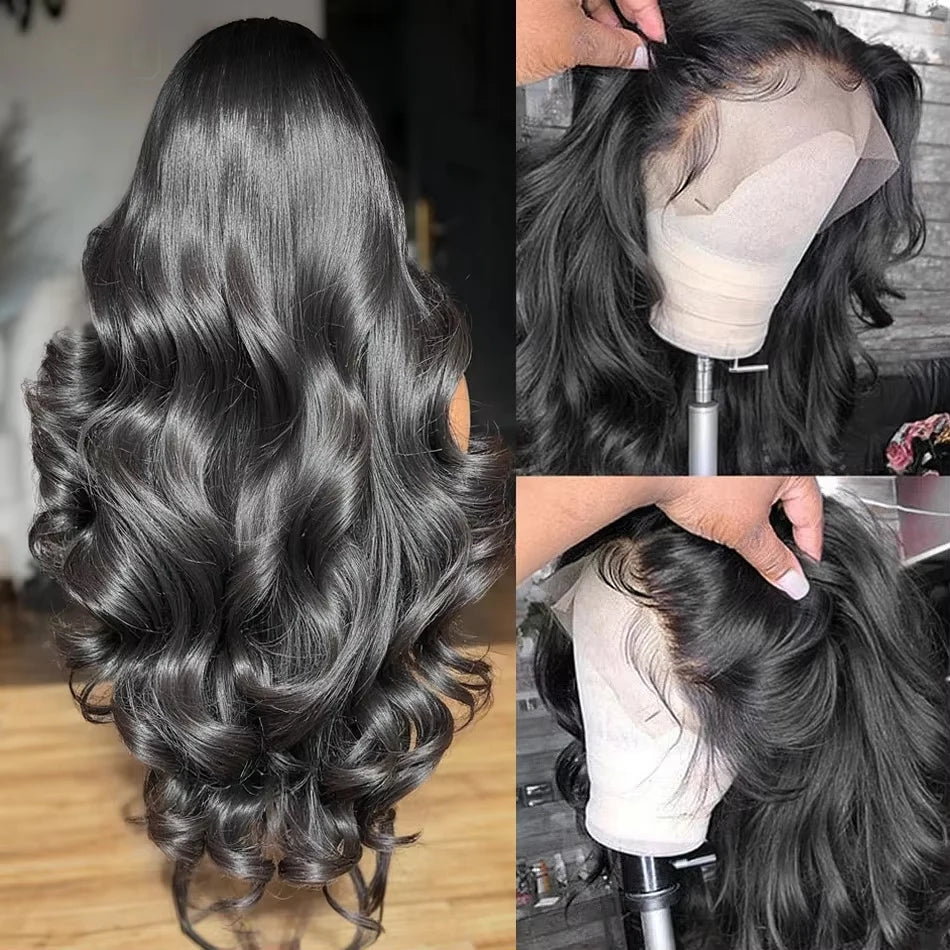 Transparent 5x5 Glueless HD Lace Body Wave Human Hair Wig 26"+