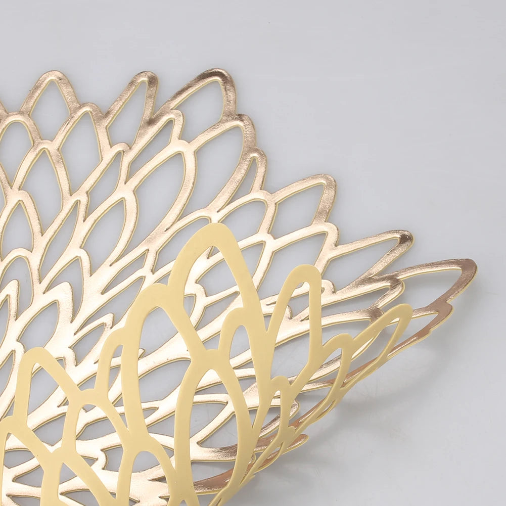 Round Blooming Flower Placemats Set – Modern PVC Heat-Resistant Table Mats for Dining & Events