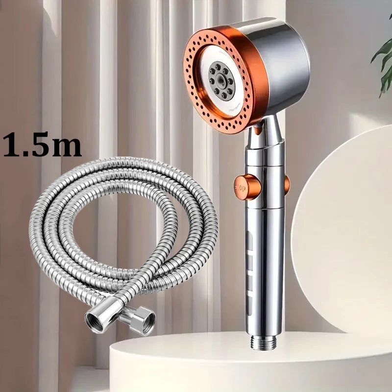 New High Pressure Water Saving Filter Shower Head 5 Modes Handheld Shower Head One Button Stop Bathroom Accessories Set