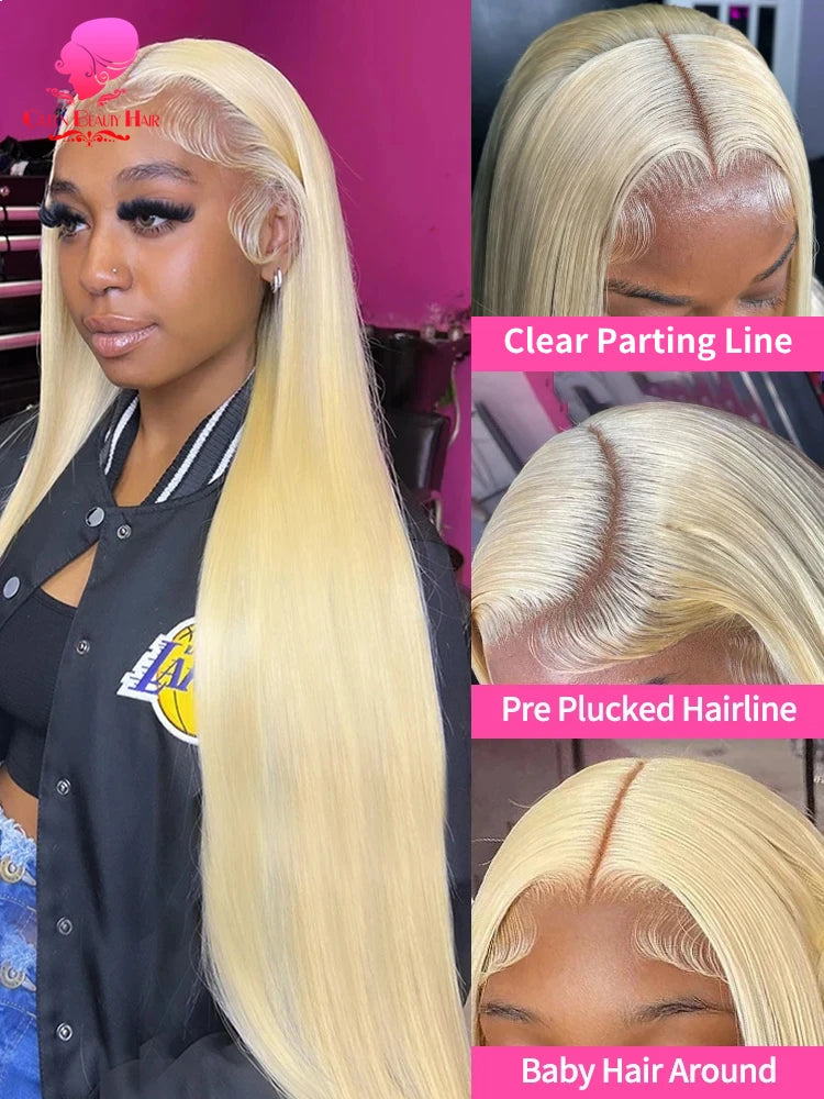 38 Inch 613 Blonde Straight 360 Lace Frontal Wig – 250% Density Human Hair