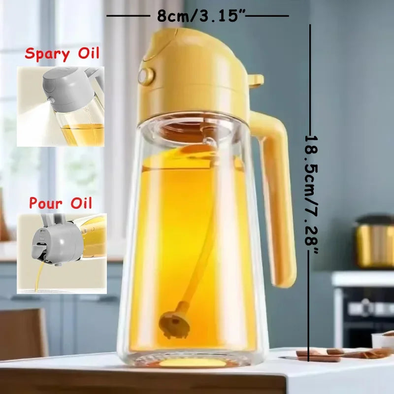 2 in 1 Pour Spray Sprayer Bottle for Kitchen Oil Sprayer Cooking 17oz/500ml Plastics Bottle Food-grade Oil Mister for Air Fryer