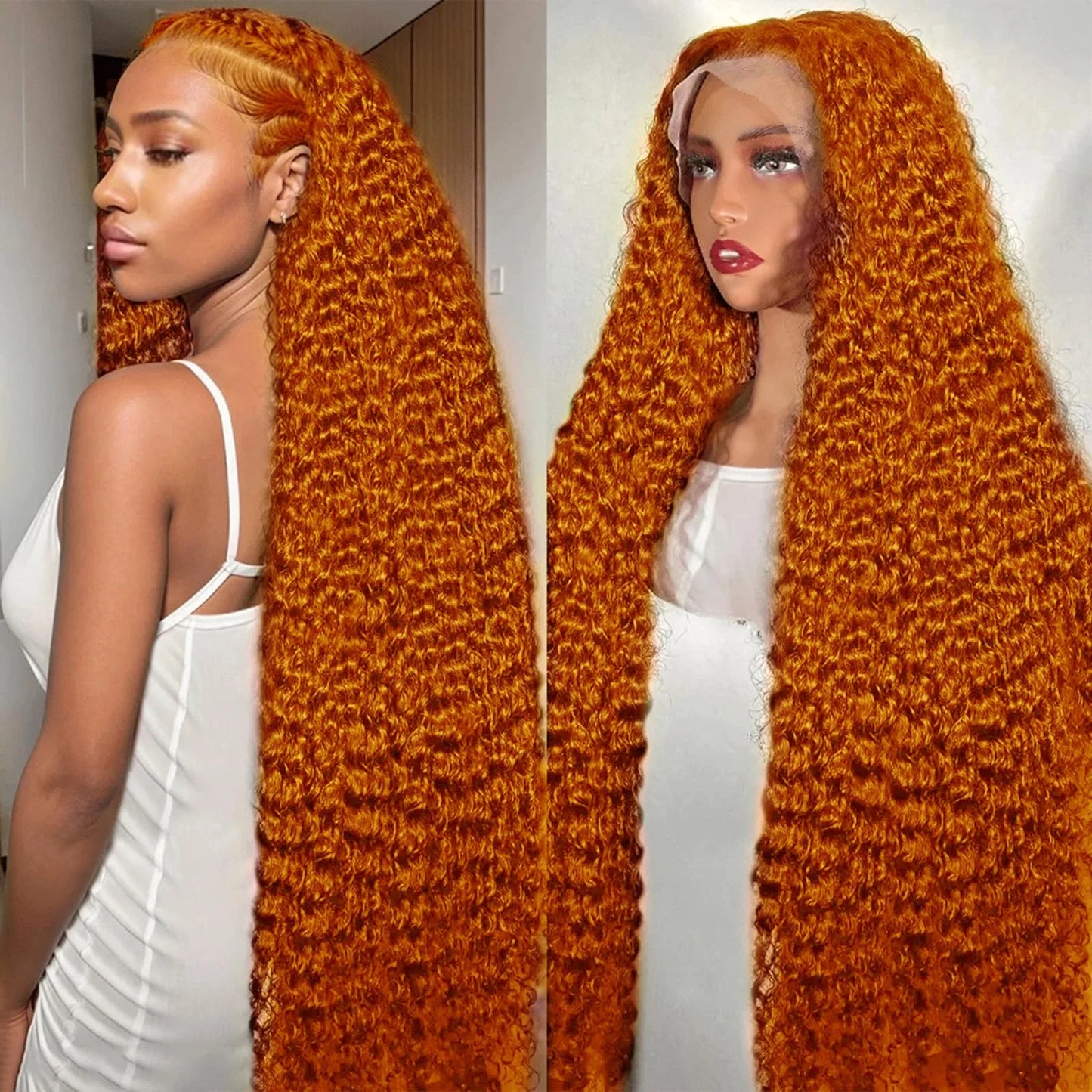 Ginger Deep Wave 13x4 HD Lace Front Wig – 250% Density Long Human Hair Wig (30 inch)