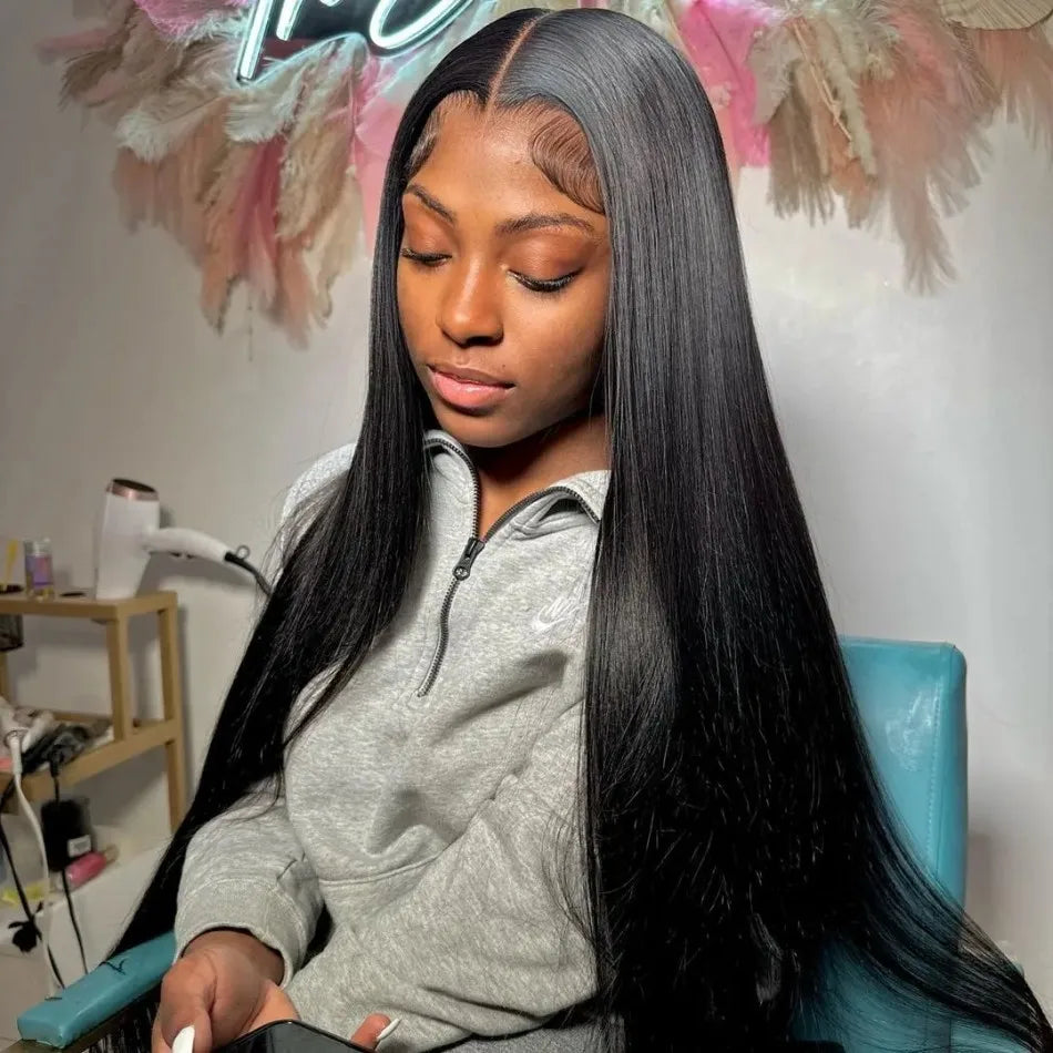 Glueless V Part Straight Human Hair Wig (220% Density, Natural Black, Beginner Friendly, No Leave Out)