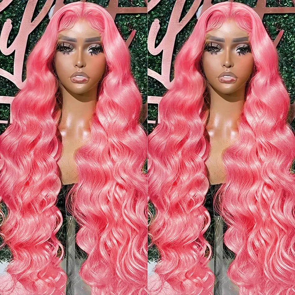 Pink Body Wave HD Lace Frontal Wig – 13x6 / 13x4 Transparent Brazilian Human Hair