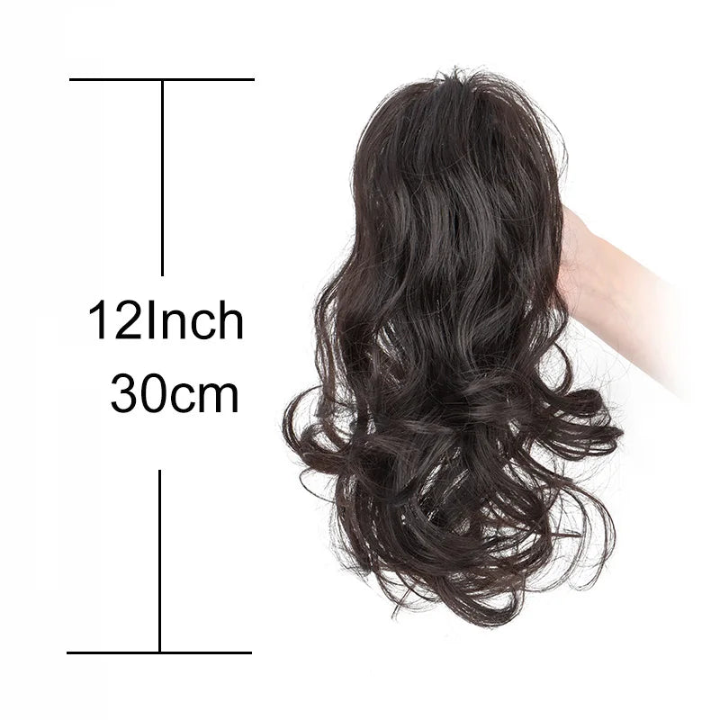 Curly Claw Clip Ponytail Extension | Synthetic Short Curly | 12 Inch | 80g | Black Brown Blonde
