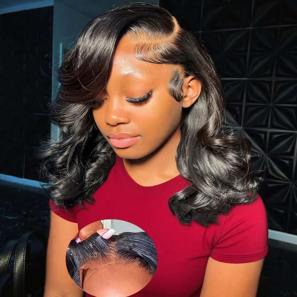Frolo Bob Wig 5x5 HD Lace Closure Short Glueless Body Wave Human Hair Wig (220 Density, Brazilian Remy, 8–16 Inch)