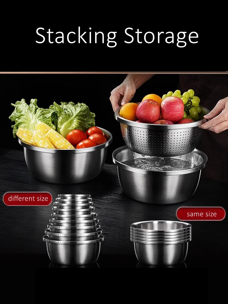 316L Stainless Steel Kitchen Bowl – Anti-Bacterial Salad & Food Washing Basin