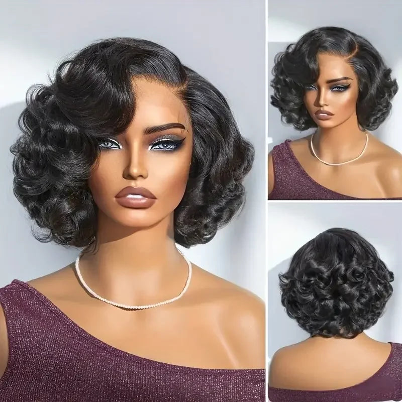 Short Bob Body Wave Glueless 13×4 Lace Front Human Hair Wig – Pre-Plucked Natural Hairline