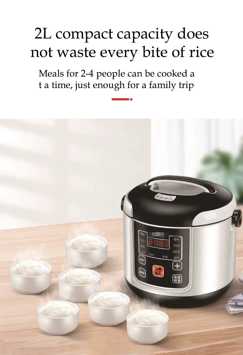 Portable 2L Car Rice Cooker – 12V/24V Electric Multi-Cooker for Soup, Porridge & Steamed Meals