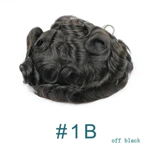 Men's Human Hair Toupee Wig – 30mm Wave, Natural Straight, 0.1mm PU Base