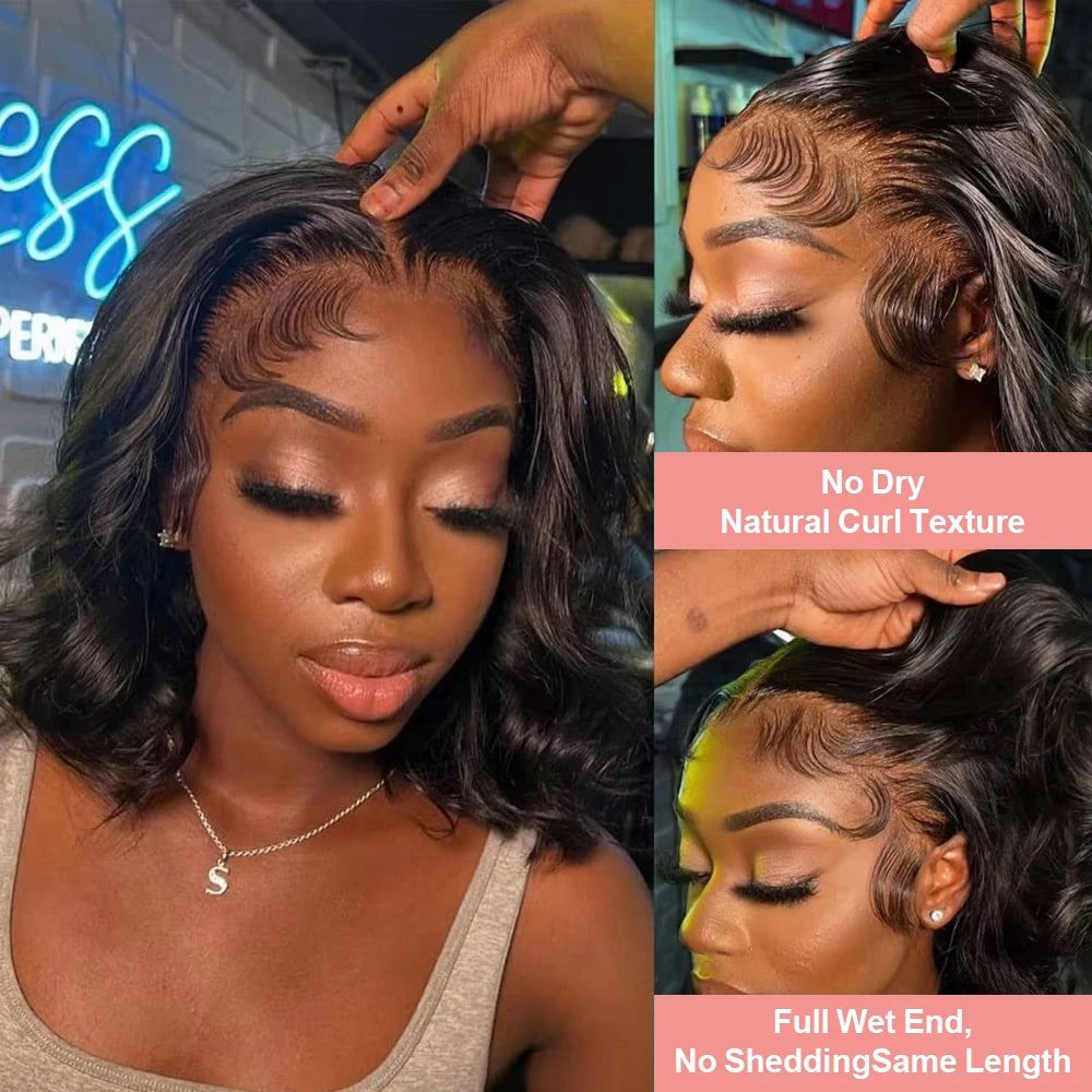 Body Wave Short Bob HD Glueless Lace Front Human Hair Wig – 4x4 / 5x5 / 13x4 Options