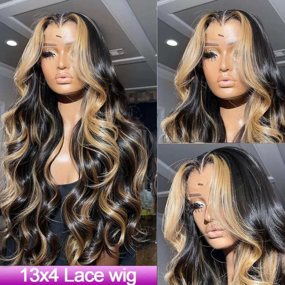 30" 1B/27 Ombre Body Wave Human Hair 13x4 HD Lace Front Wig