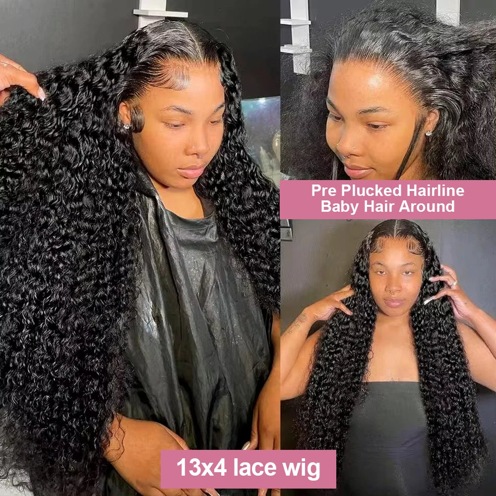 300% High Density HD Lace Front Wig (13x4 / 13x6) – Brazilian Remy Deep Wave Human Hair, Glueless (40–50 Inch)