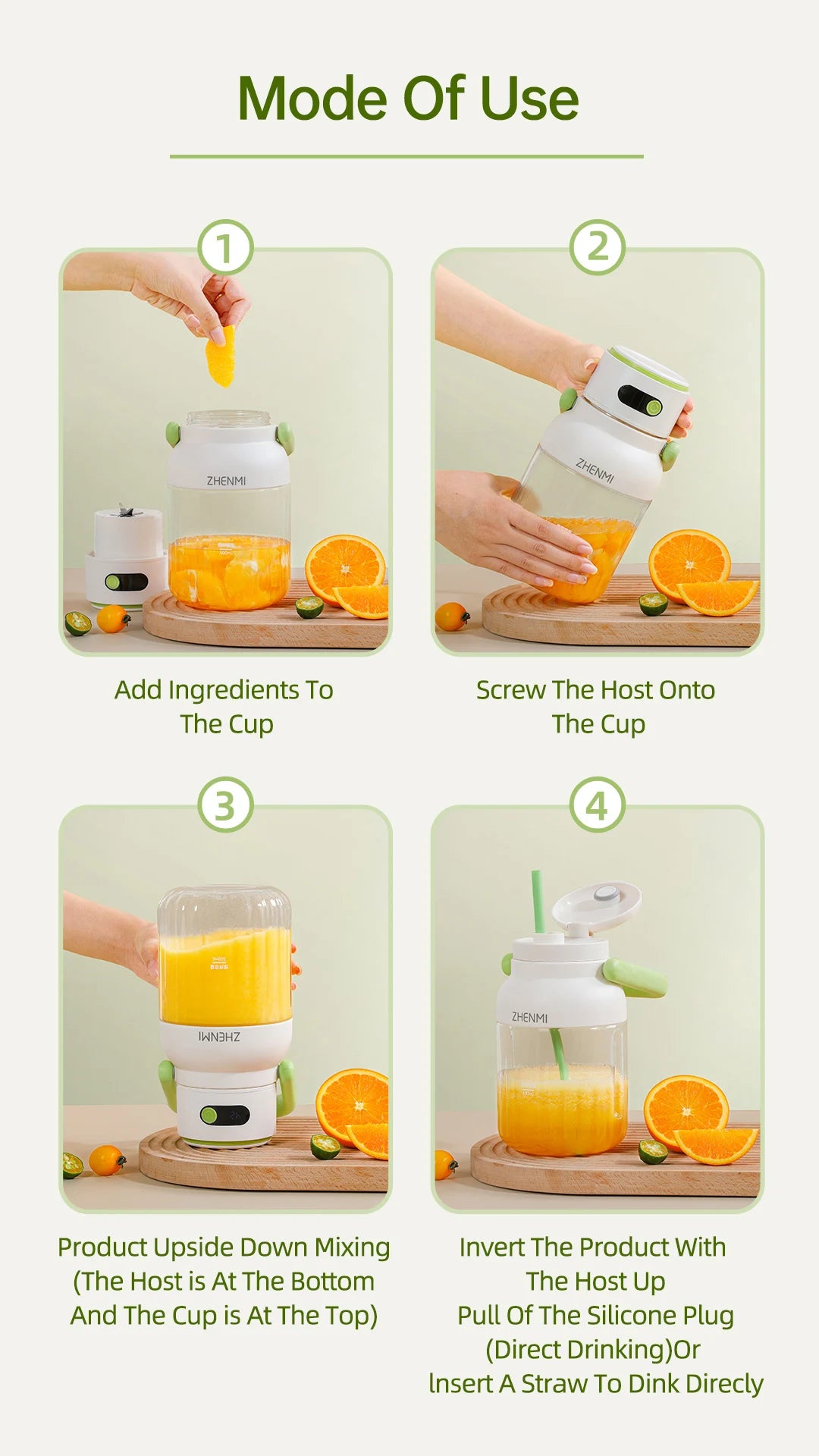 Portable Juicer 33oz – USB-C Rechargeable Fruit & Vegetable Juice Maker, Easy to Clean