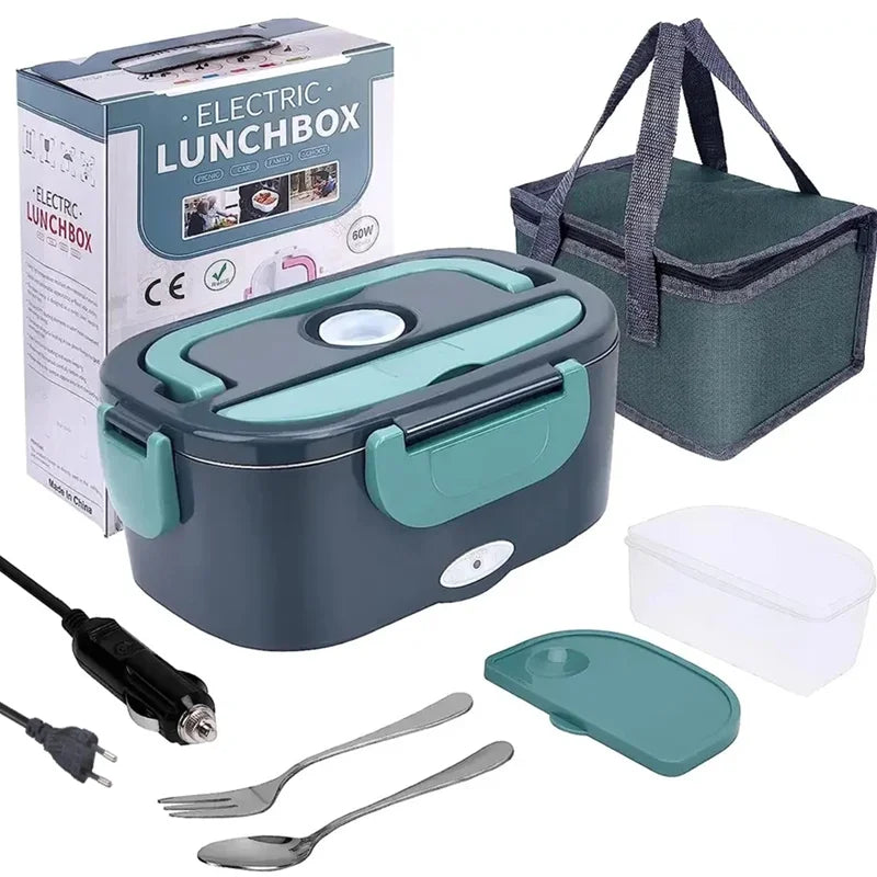 1.5L Electric Heated Lunch Box – 60W Portable Food Warmer for Car, Office & Home | Leak-Proof Stainless Steel Bento