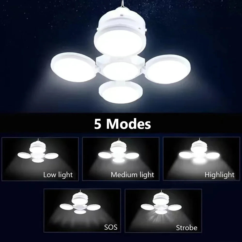 Rechargeable LED Camping Lantern with Solar & USB Power | Portable Folding Tent Light for Hiking, Fishing & Outdoor Use