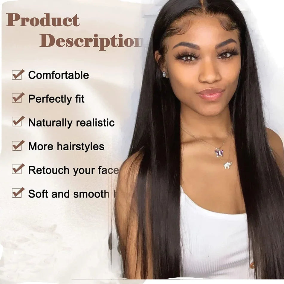 Glueless V Part Straight Human Hair Wig (220% Density, Natural Black, Beginner Friendly, No Leave Out)