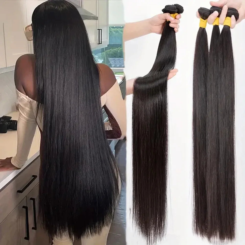 Bone Straight Brazilian Human Hair Bundles | Remy Weave 10–42 Inch